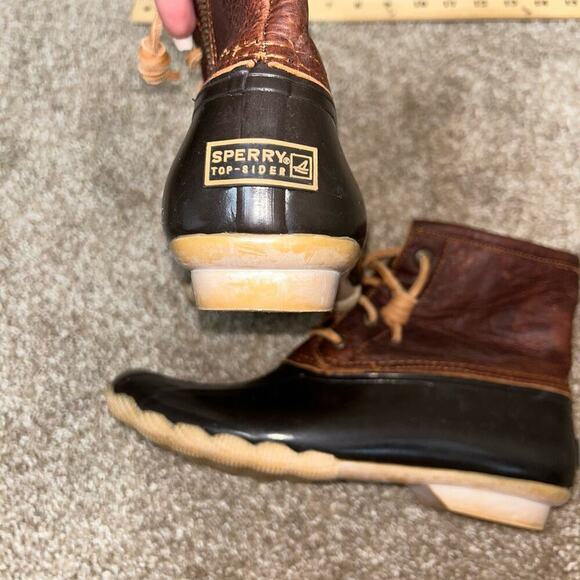 Sperry Speedy Duck Boots lace up leather two tone brown ankle rain/snow SZ 8 - Picture 3 of 8